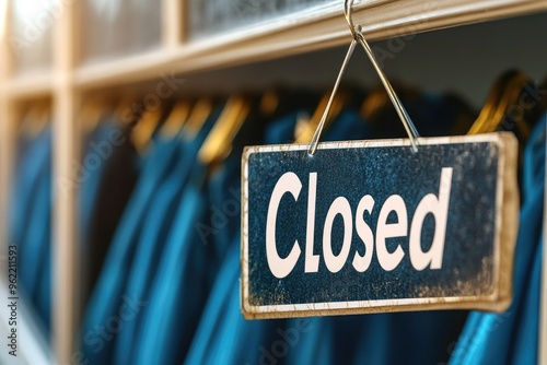 A Close Up of a Closed Sign Hanging in a Store photo