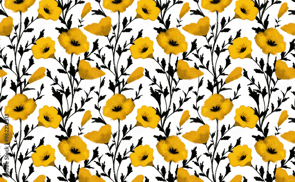 Naklejka premium Seamless Flowers Pattern. Textile print pattern.