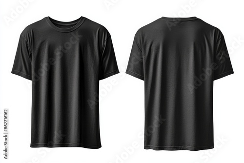 Black Tshirt Mockup Front and Back Isolated created with Generative AI