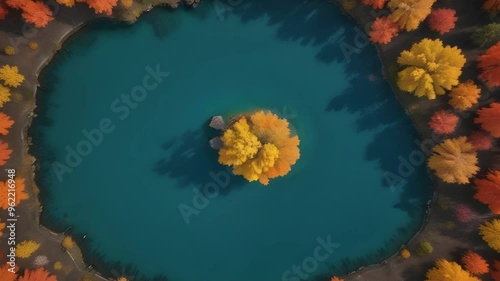 Zoom out from bird nest to autumn forest and cosmic nebula