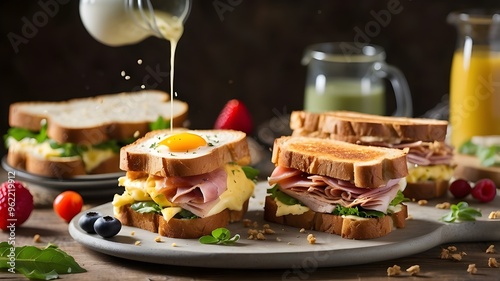 sandwiches, toasts, breakfast food, quick food, and mouthwatering photos
 photo