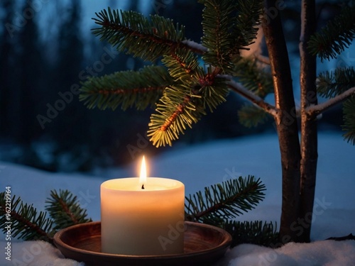 christmas tree and candle