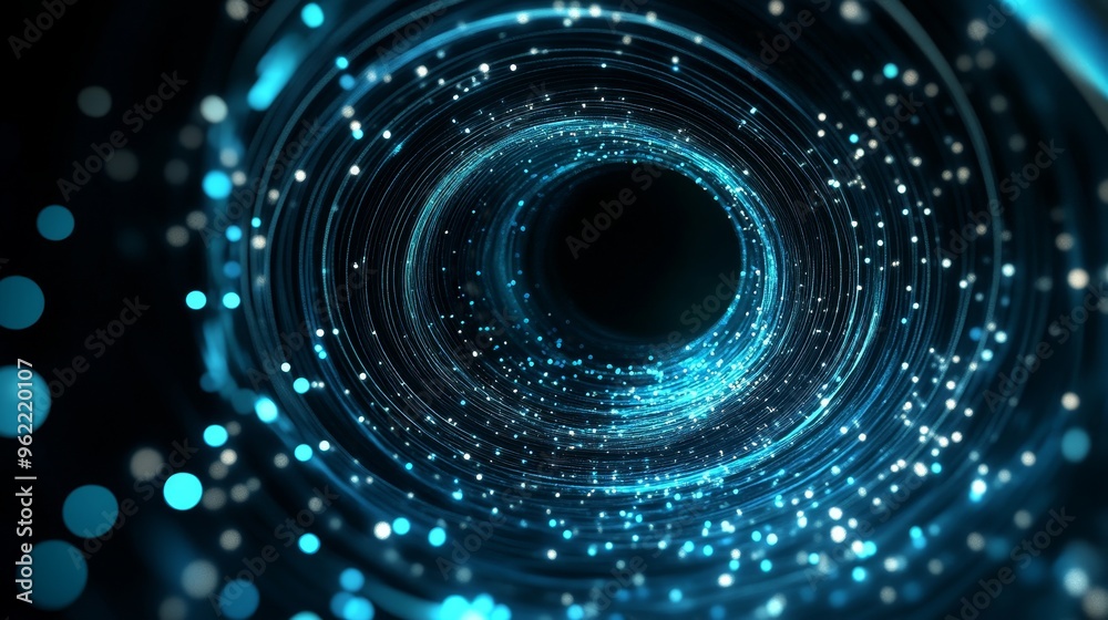 A mesmerizing abstract image of a blue digital tunnel with glowing particles. The tunnel evokes a sense of movement, energy, and the vastness of the digital realm. The particles create a dynamic and A mesmerizing abstract image of a blue digital tunnel with glowing particles. The tunnel evokes a sense of movement, energy, and the vastness of the digital realm. The particles create a dynamic and