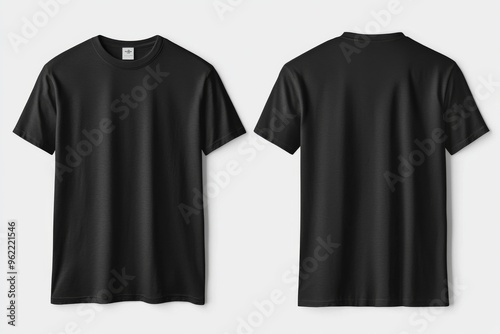 Black Tshirt Mockup Front and Back Isolated created with Generative AI