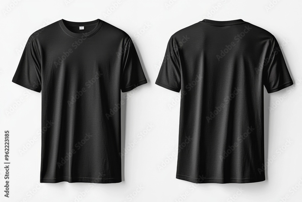 Black Tshirt Mockup Front and Back Isolated created with Generative AI Black Tshirt Mockup Front and Back Isolated created with Generative AI