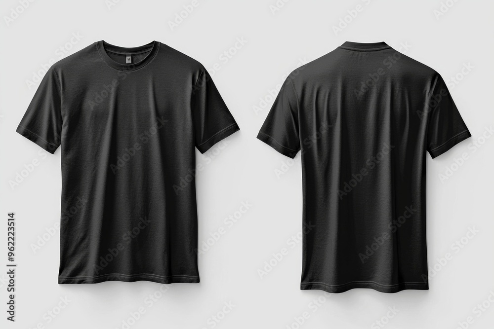 Black Tshirt Mockup Front and Back Isolated created with Generative AI Black Tshirt Mockup Front and Back Isolated created with Generative AI