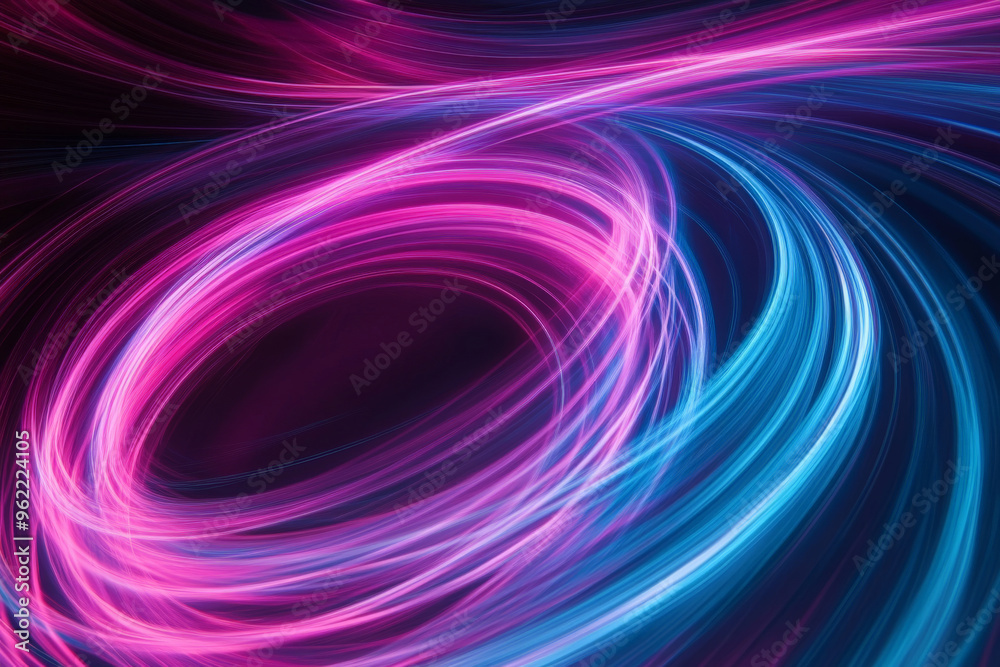 Smooth, flowing pink and blue light trails in an abstract circular motion, creating a sense of fluidity and energy. Smooth, flowing pink and blue light trails in an abstract circular motion, creating a sense of fluidity and energy.