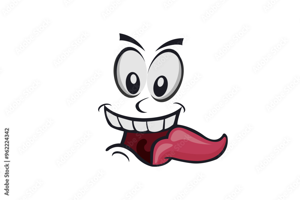 Fototapeta premium Cute cartoon happy expression white background.