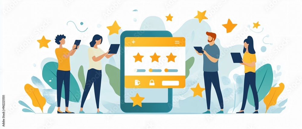 Obraz premium Trustworthy Online Reviews Modern Interface in Blue and Grey Tones