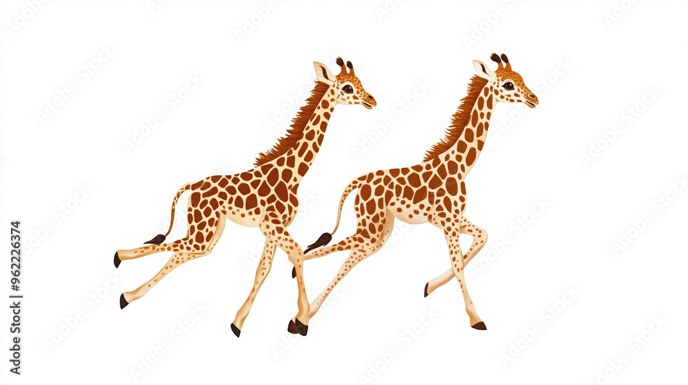 Obraz premium giraffe animal wildlife cartoon nature illustration cute fun zoo africa baby giraffe playful giraffe animal cartoon running giraffe character design funny animals 