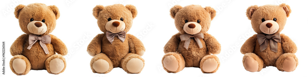 Obraz premium set of A Cute brown teddy bear toy isolated on a transparent background