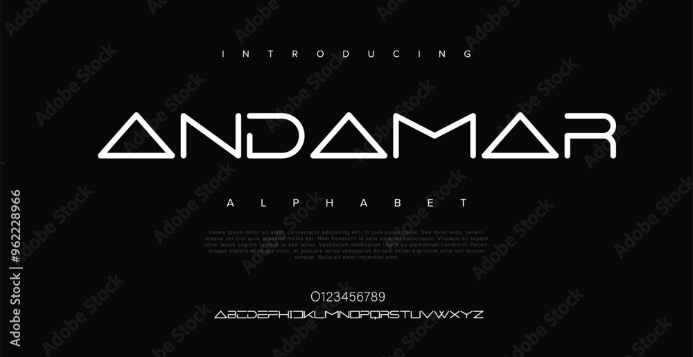 Andamar classic minimal fashion designs. Typography modern sans fonts and number for logo brand. vector illustration Andamar classic minimal fashion designs. Typography modern sans fonts and number for logo brand. vector illustration