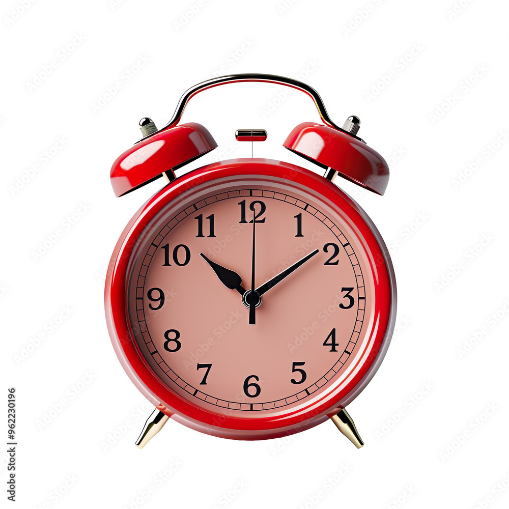 Red alarm clock isolated on transparent and white background Red alarm clock isolated on transparent and white background