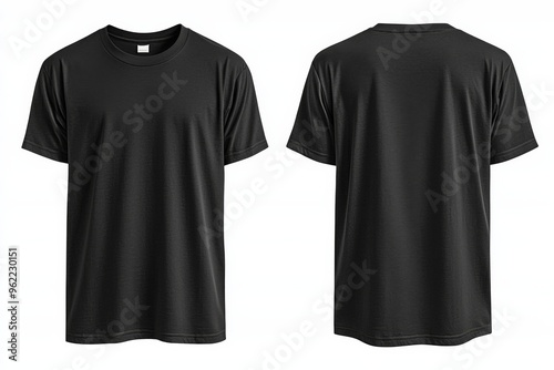 Black Tshirt Mockup Front and Back Isolated created with Generative AI