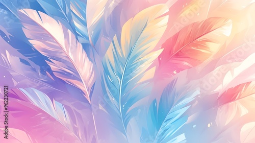 Vibrant Colorful Rainbow Pastel Feathers Background Wallpaper