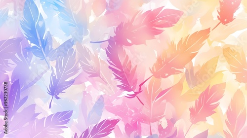 Vibrant Colorful Rainbow Pastel Feathers Background Wallpaper