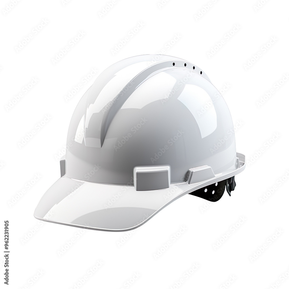 Shining White Safety Helmet isolated on transparent and white background