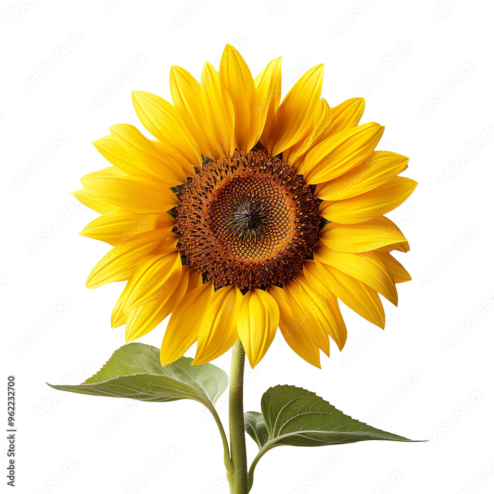 Single Sunflower isolated on transparent and white background Single Sunflower isolated on transparent and white background