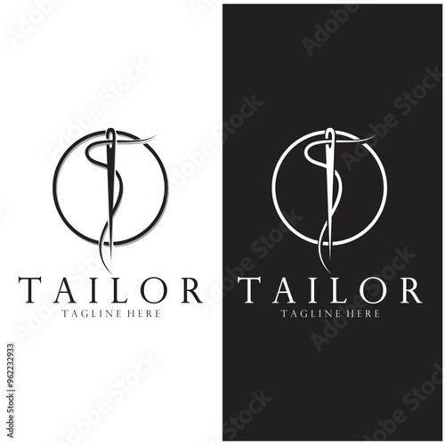 tailor logo icon illustration template combination of buttons for clothes, thread and sewing machine, for clothing product design, convection companies, fashion in vector form