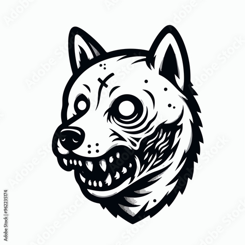 Shiba Inu Cute Dog Zombie Cartoon Vector Icon Illustration. Animal Halloween Icon Concept Isolated Premium Vector. Flat Cartoon Style