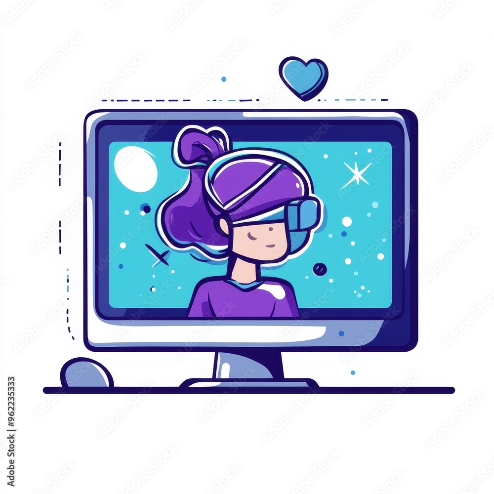 Teacher Coming Out of the Computer Screen, Illustration Teacher Coming Out of the Computer Screen, Illustration