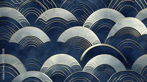 Abstract Blue and Gold Arc Pattern photo