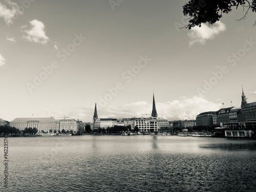 lake in the city center, lakeside in the city photo