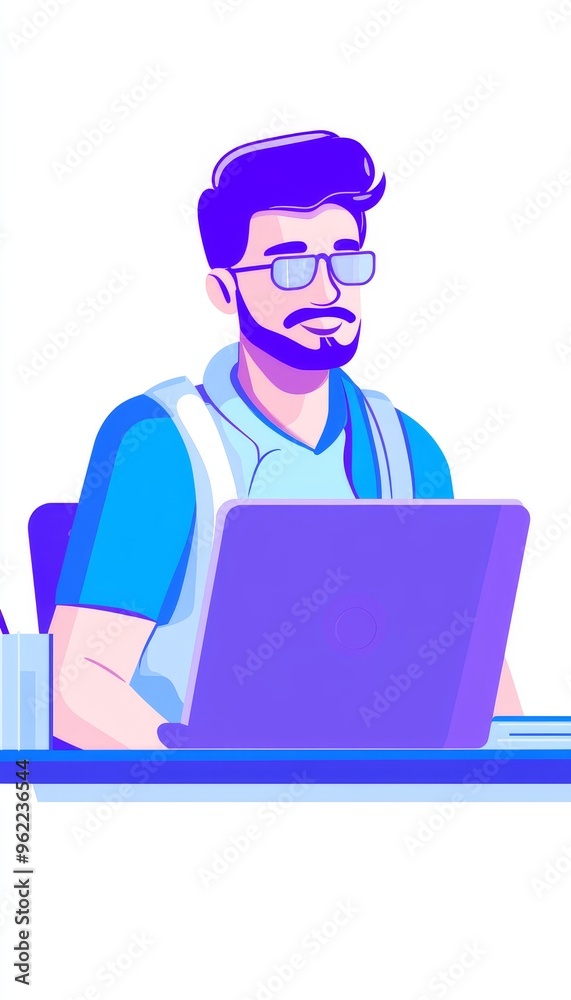 Teacher Coming Out of the Computer Screen, Illustration Teacher Coming Out of the Computer Screen, Illustration