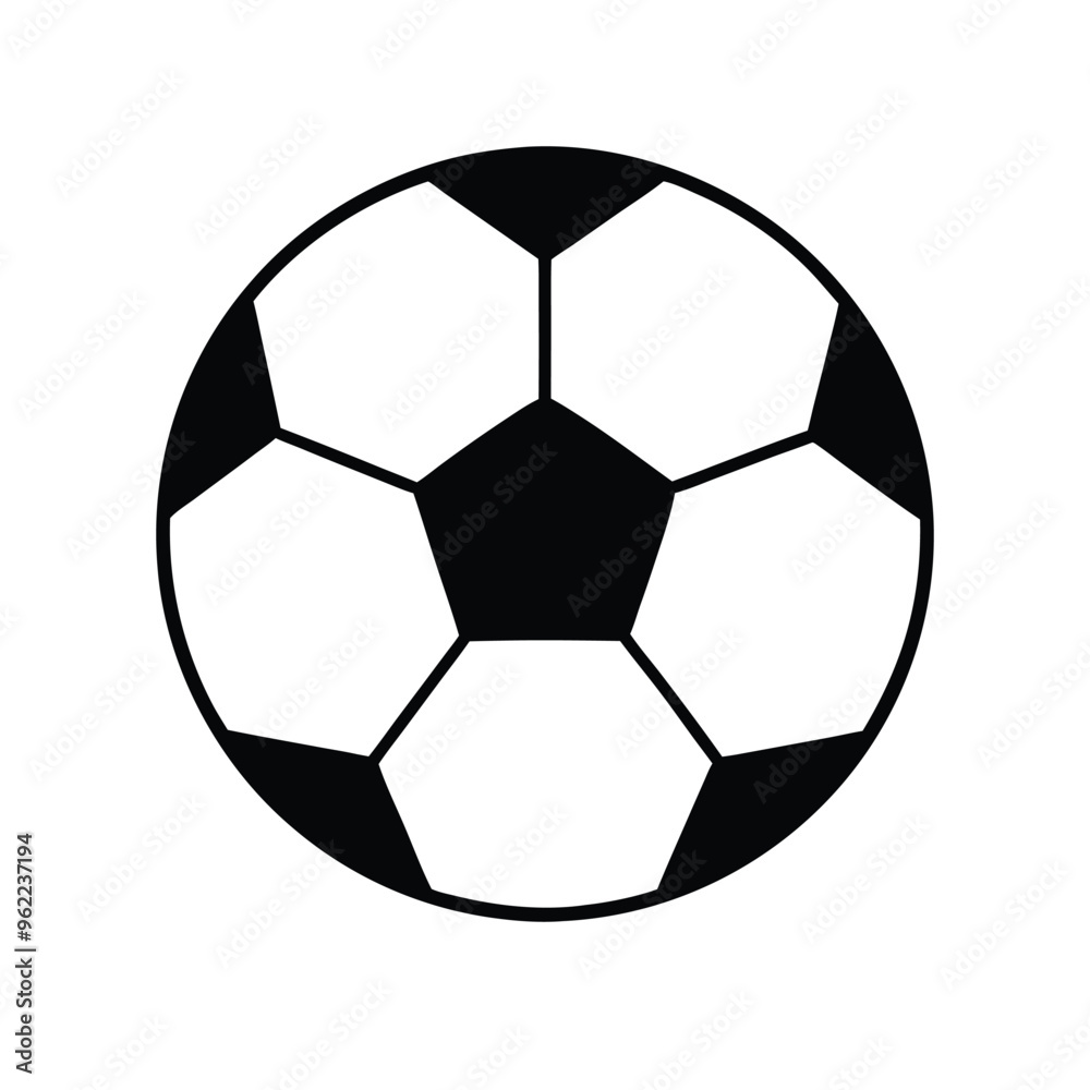 Fototapeta premium soccer ball icon vector silhouette, black color silhouette, isolated white background