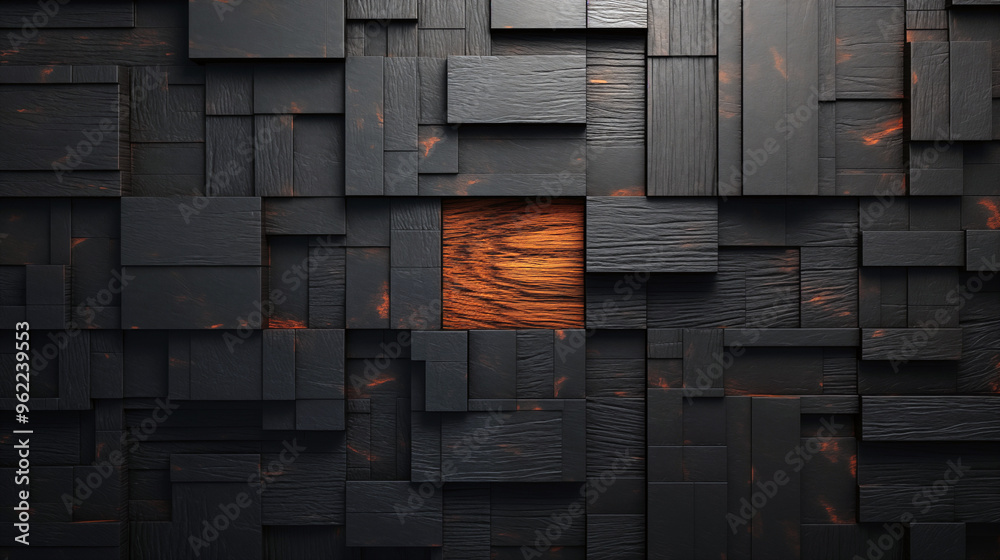 A black and orange wall with a square in the middle A black and orange wall with a square in the middle