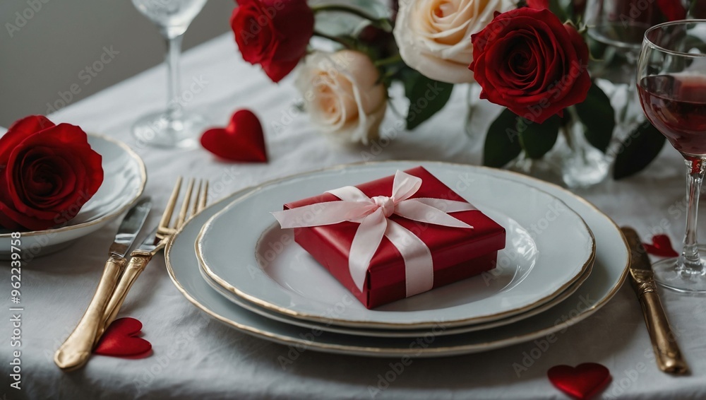 Valentine’s Table - A romantic table setting with a ribbon and heart, perfect for Valentine’s Day. Valentine’s Table - A romantic table setting with a ribbon and heart, perfect for Valentine’s Day.