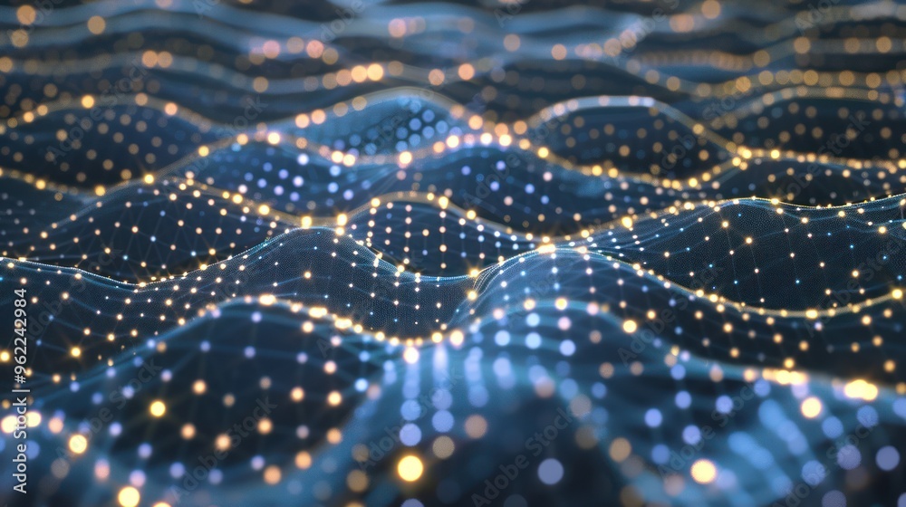 Abstract Digital Landscape with Glowing Points Abstract Digital Landscape with Glowing Points