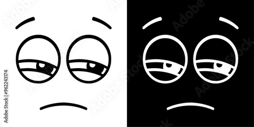 ofvs717 OutlineFilledVectorSign ofvs - cartoon face vector icon . tired expression sign . sleepy . isolated transparent . outline and filled version . AI 10 / EPS / PNG . g12063