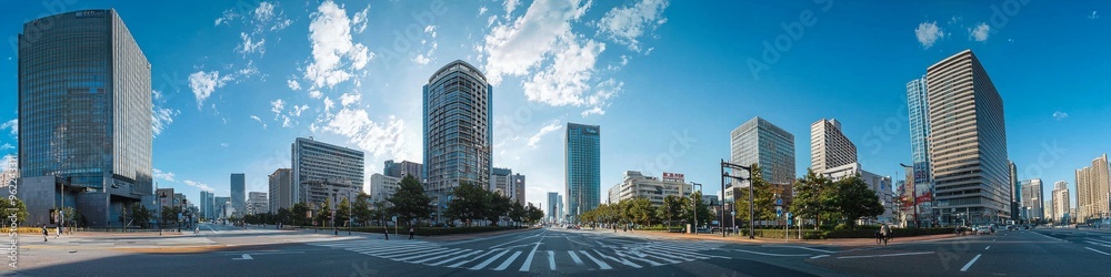 central roadway, tall buildings are on street central roadway, tall buildings are on street