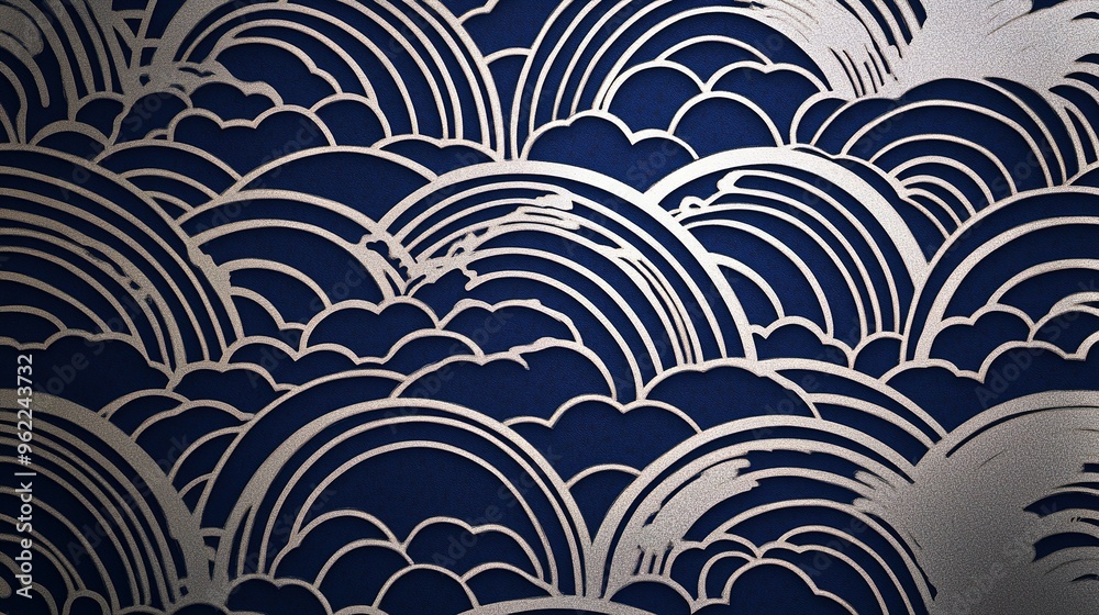 Abstract Wave Pattern in Silver and Blue Abstract Wave Pattern in Silver and Blue