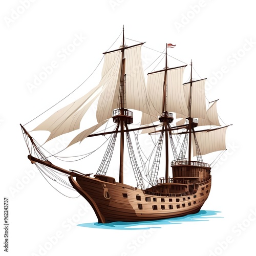 Old wooden ship vector ilustración