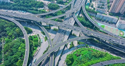 Aerial view of modern urban highway viaduct photo