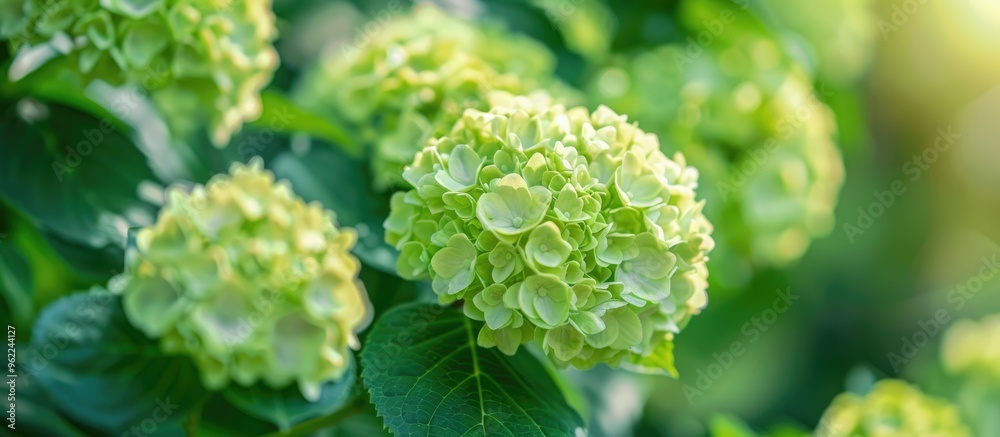 Green Hydrangea Flowers In The Garden On Sunny Summer Day Green Hydrangea Flowers In The Garden On Sunny Summer Day