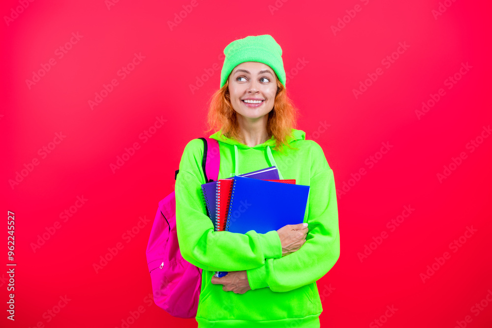 School education. Students life. Woman student in university. Back to school. Knowledge day. Education in university. Woman isolated on pink. September 1. Knowledge and education. Study sessions School education. Students life. Woman student in university. Back to school. Knowledge day. Education in university. Woman isolated on pink. September 1. Knowledge and education. Study sessions
