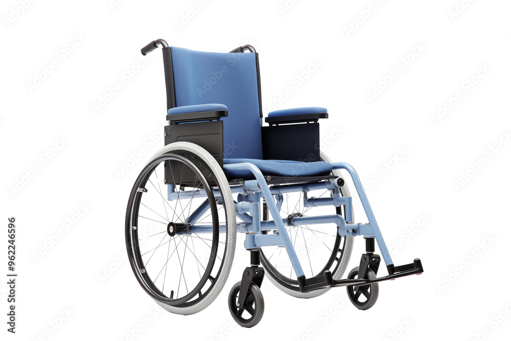 Fototapeta premium Wheelchair on transparent background. Png cut out image. Old age related topics. Disabled person. Disability related topic. Nursing home. Image for graphic designer. Image for flyers. 