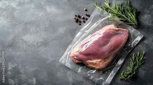 Duck breast with seal bag for sous vide. photo