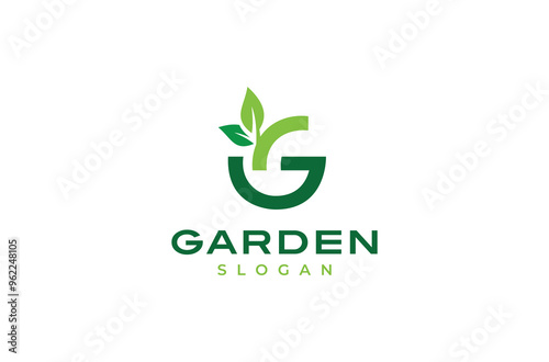 Green Letter G Leaf Logo, G letter garden logo design, G Leaf, green leaf, garden logo design