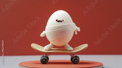 Injured egg skating with a bandage photo