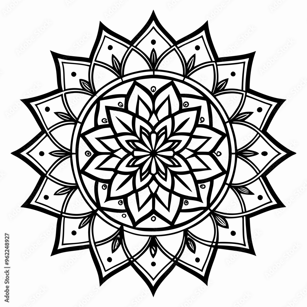 Line Art Mandala Vector Illustration