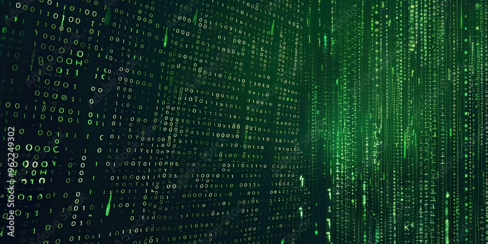 stream of binary code on screen. abstract green background. data and technology, decryption stream of binary code on screen. abstract green background. data and technology, decryption
