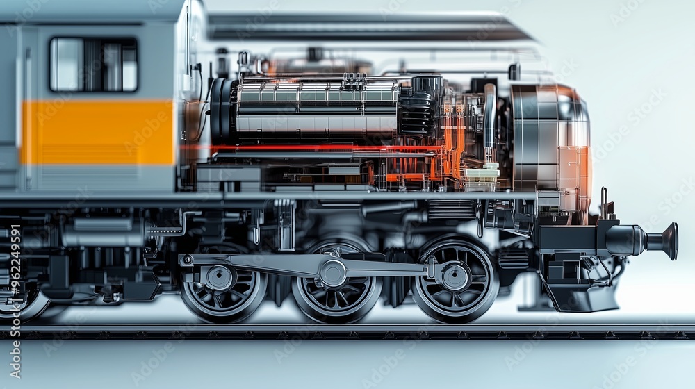 Train Engine Pic realistic of a modern locomotive with semi transparent features ...