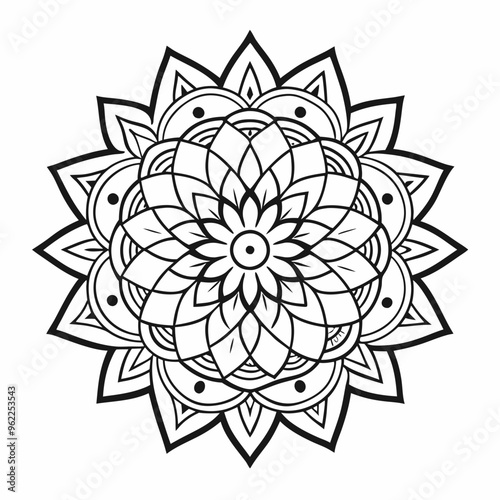 Mandala Line Art Silhouette Vector Illustration