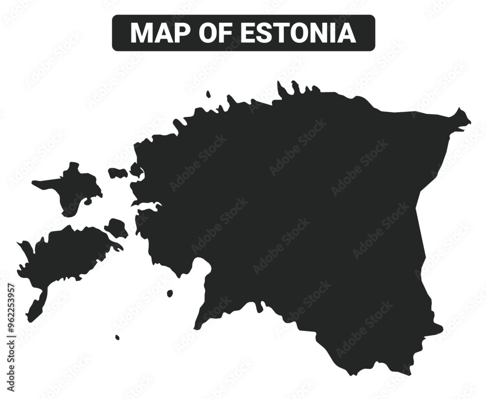 Obraz premium Simple Estonia Black map flat vector illustration