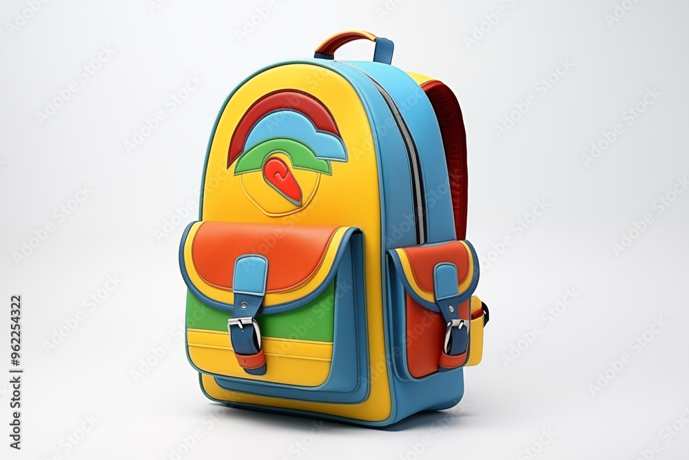 Schoolbag for children on a white background. School-related topics. Back to school. School holidays. Learning at school. Image for graphic designer. Image for flyers. Schoolbag for children on a white background. School-related topics. Back to school. School holidays. Learning at school. Image for graphic designer. Image for flyers.