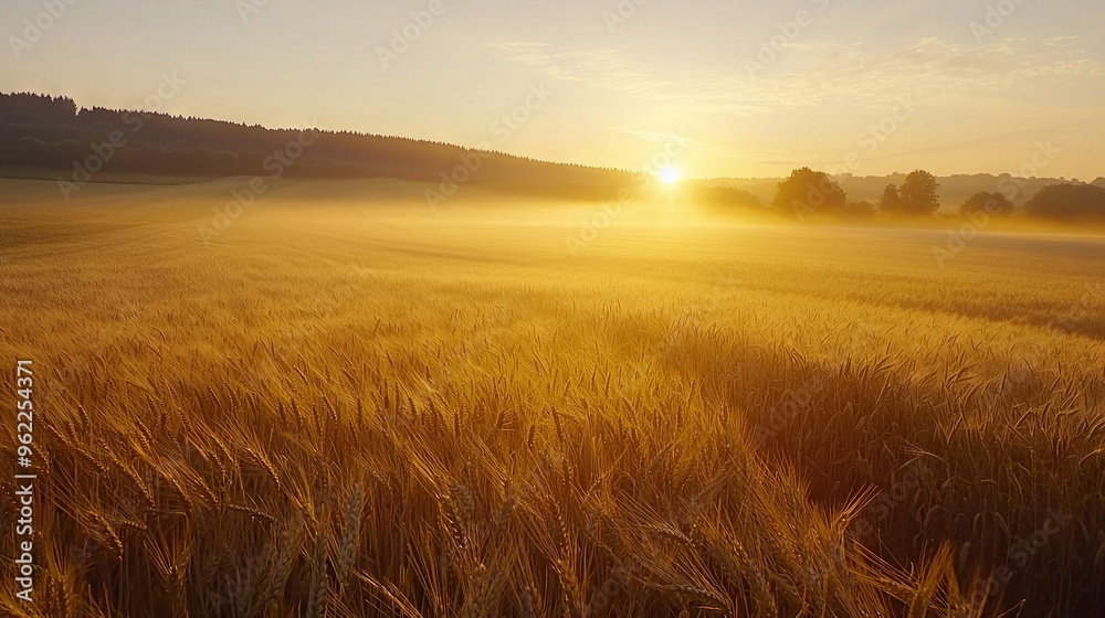 Obraz premium Wheat Field at Sunset